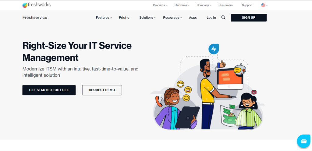 Freshservice pradinis puslapis