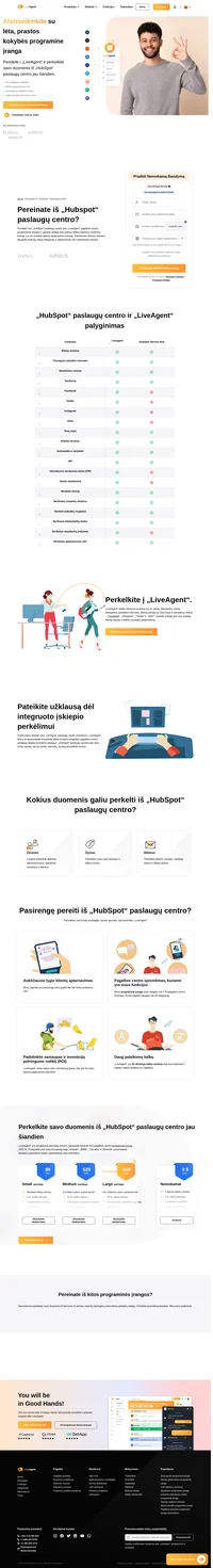 „LiveAgent“ siūlo nemokamą „Hubspot“ paslaugų centro perkėlimą, kurį pilnai įvykdo mūsų techninės pagalbos darbuotojai. Sužinokite daugiau apie duomenų perkėlimą.
