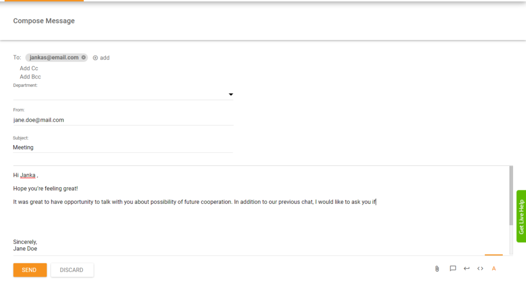 el. laiško pradžia