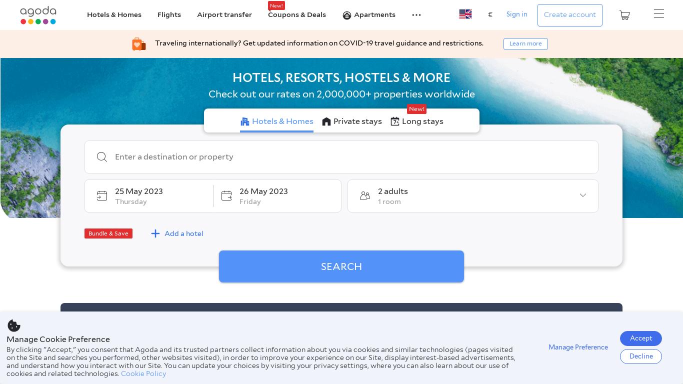 The text includes information about Agoda and various traveler reviews for hotels in different destinations outside of Germany, such as Kuala Lumpur, Manila, Las Vegas, Jakarta, and more. The reviews generally praise Agoda for providing hassle-free experiences and the hotels for their great service and stays. The text also contains listings for accommodations in popular destinations, as well as mentions of staffs and room changes.