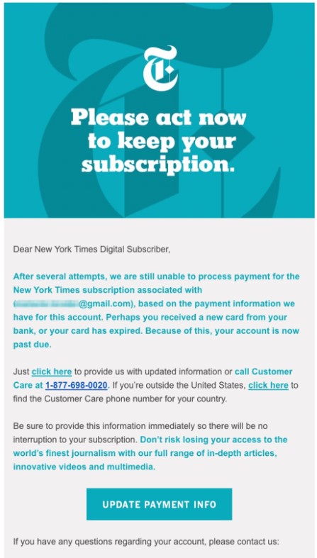 El. laiško apie nepavykusį mokėjimą pavyzdys