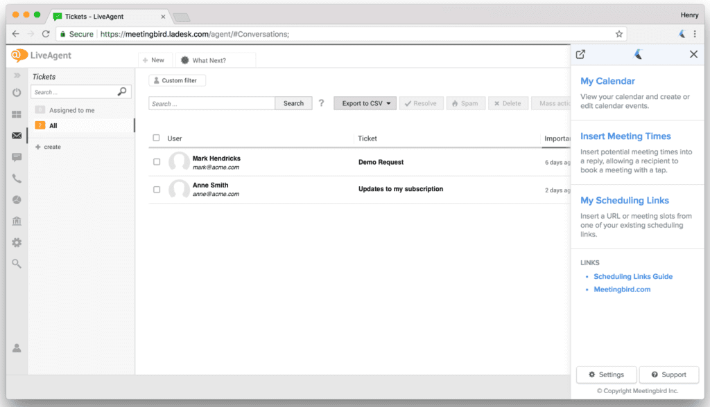 extension_menu-Meetingbird-integration extension menu LiveAgent Meetingbird integration