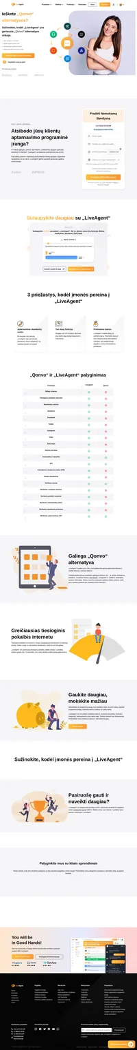„LiveAgent“ yra galinga „Qonvo“ alternatyva. Ji turi puikią bilietų sistemą ir svarbiausių ryšio kanalų aprėptį.
