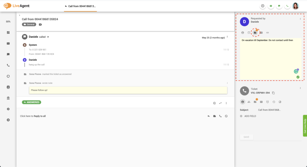 Kontaktinio lauko pagalbos tarnybos pastaba
