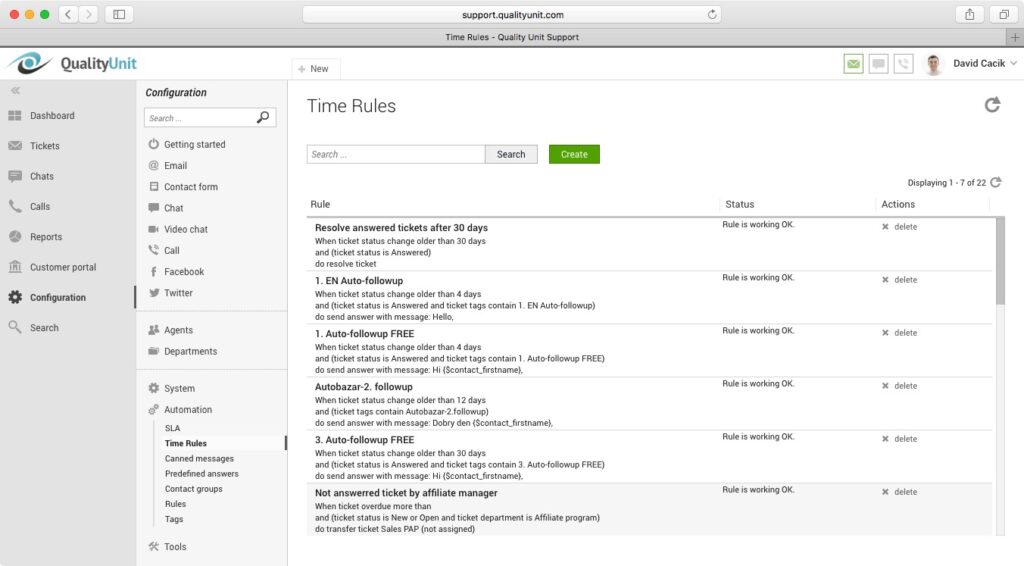 LiveAgent laiko taisyklės