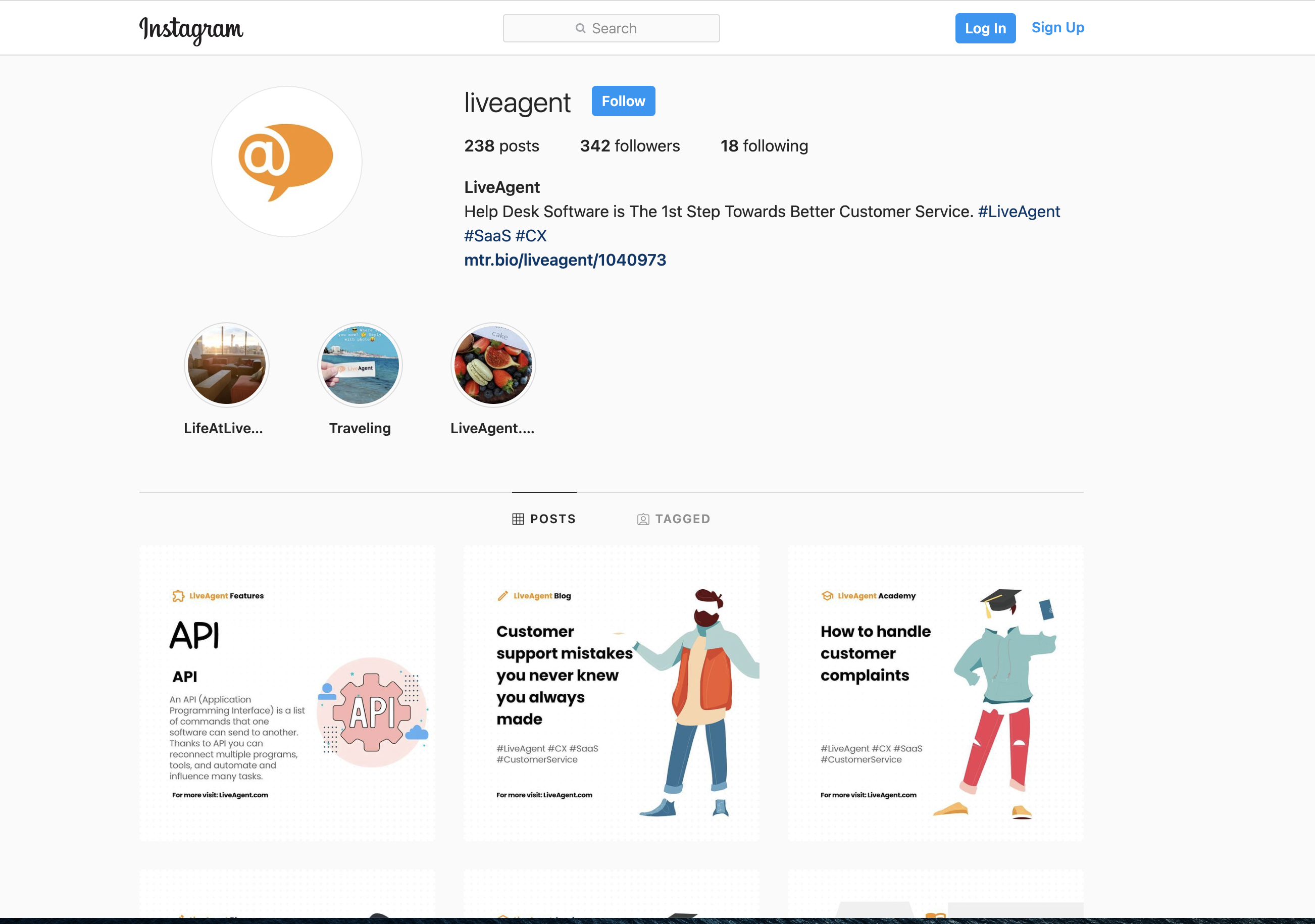 „LiveAgent“ turima „Instagram“ paskyra