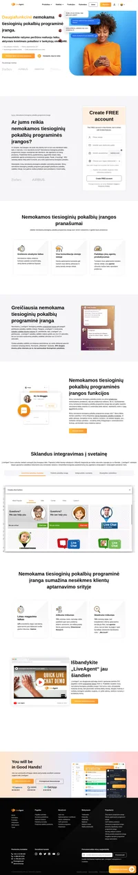 „LiveAgent“ nemokama tiesioginių pokalbių programinė įranga leidžia bendrauti ir efektyviai paversti svetainės lankytojus klientais. Naudokite greičiausią pokalbių valdiklį.