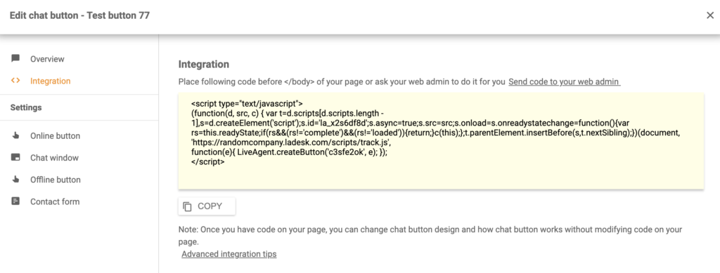 shift4shop-liveagent-integration Shift4shop LiveAgent integration code
