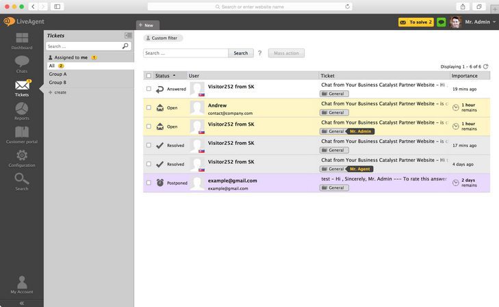 „LiveAgent“ IT bilietų tvarkymas