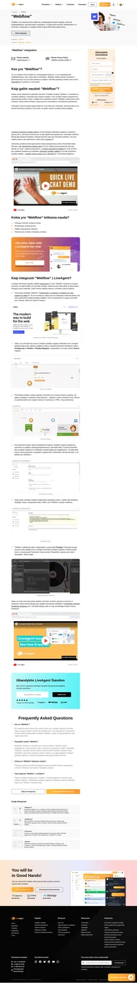 "Webflow" yra puikus interneto svetainės kūrėjas, nereikalaujantis kodavimo. Jis taip pat yra tinkamas internetinės komercijos svetainėms, teikiančioms klientų aptarnavimą.